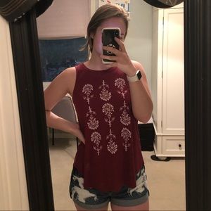 Red floral tank
